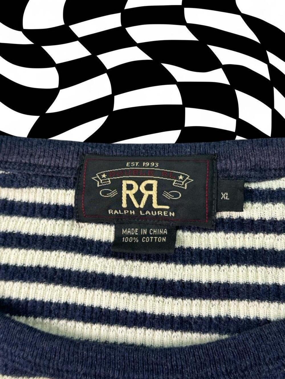 Double RRL Ralph Lauren Striped Waffle-Knit Thermal Long-Sleeve Shirt